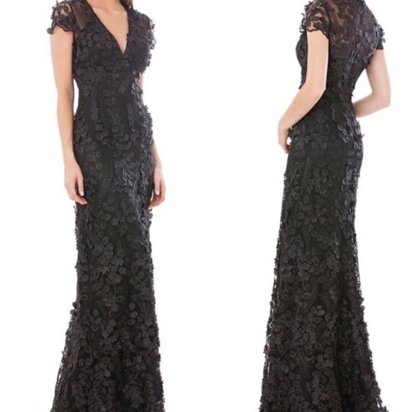 Carmen Marc Valvo Dresses & Skirts - Carmen Marc Valvo Infusion 3D Floral Mermaid Gown Black Sz 2 ***LIKE NEW***